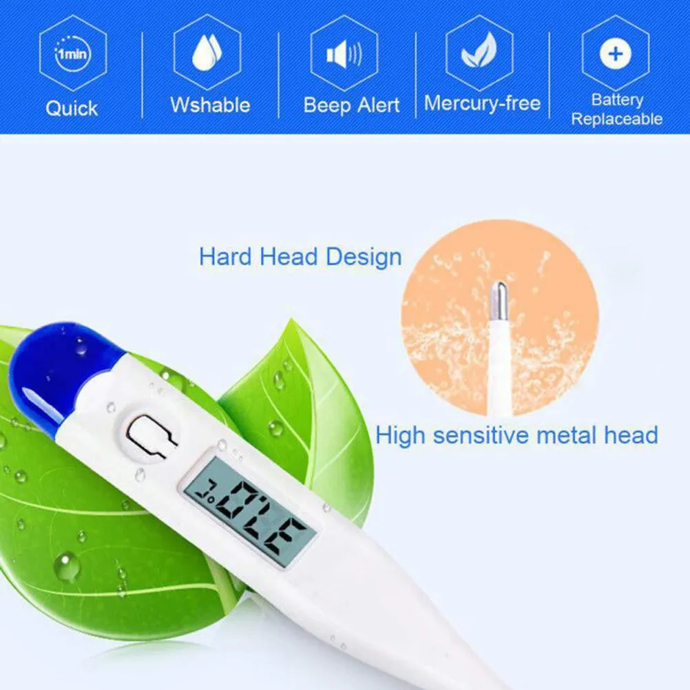 Electronic Thermometer Digital Plastic Thermometer Quick Accurate Free Alert Clear Screen Portable for Home