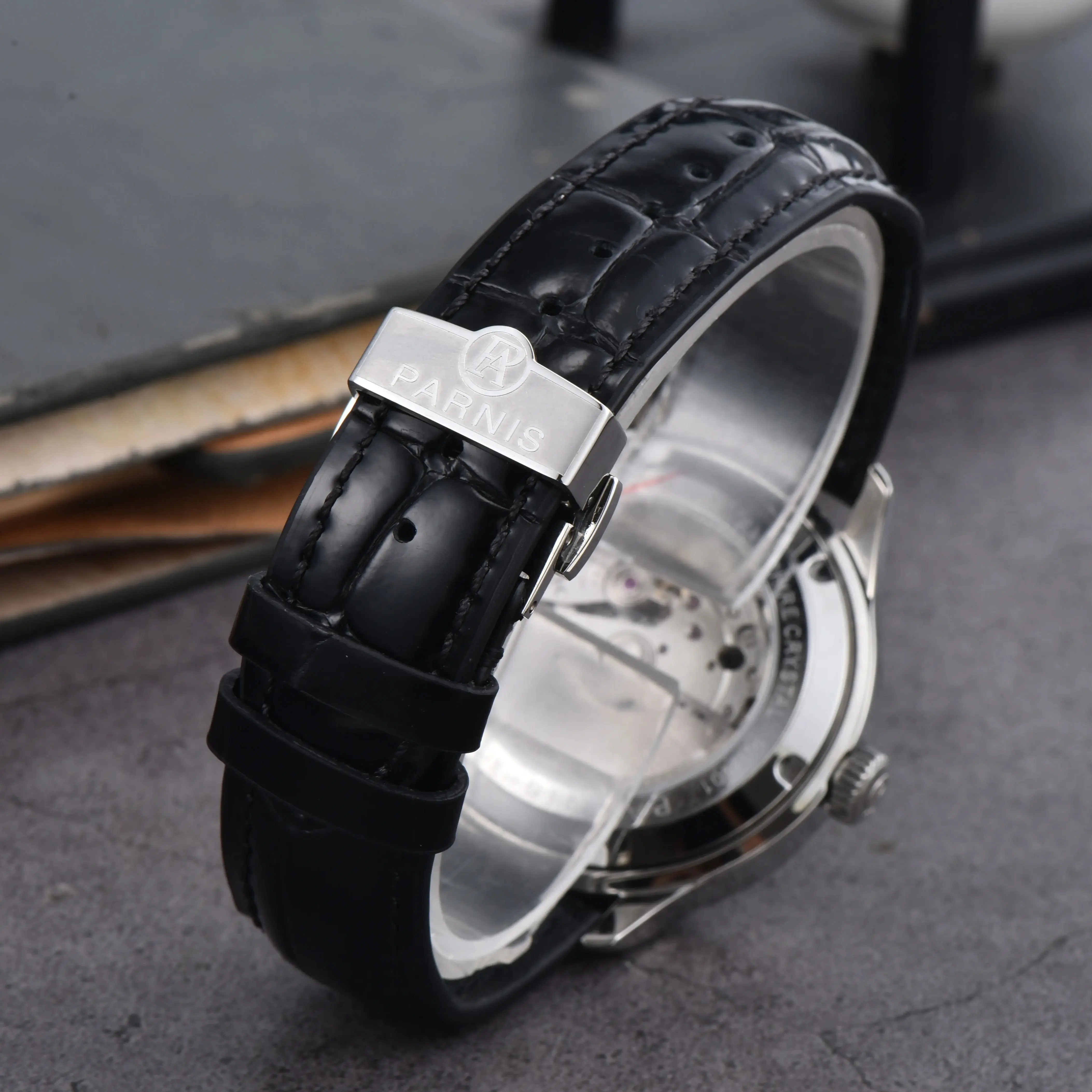 2025 ファッションパーニス 41 ミリメートルシルバーケースメンズ自動機械式時計サファイアクリスタル高級御代田 8215 腕時計男性用リロイギフト