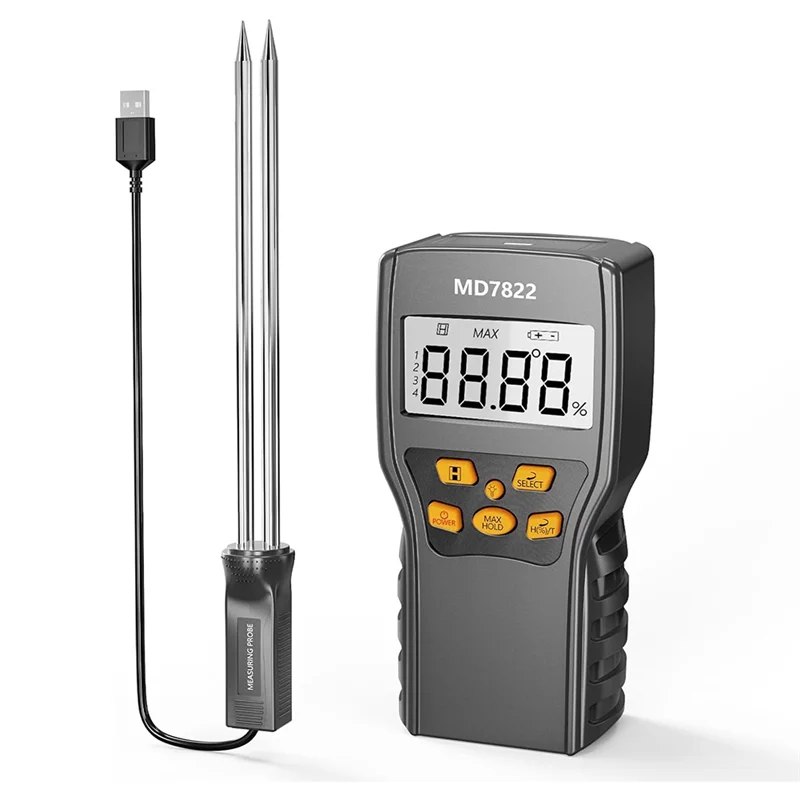 

ABGH-Hay Moisture Tester,Moisture Meter Probe For Hay,Froage Grass, Leymus Chinensis,Alfalfa And Other Hays With Data Storage
