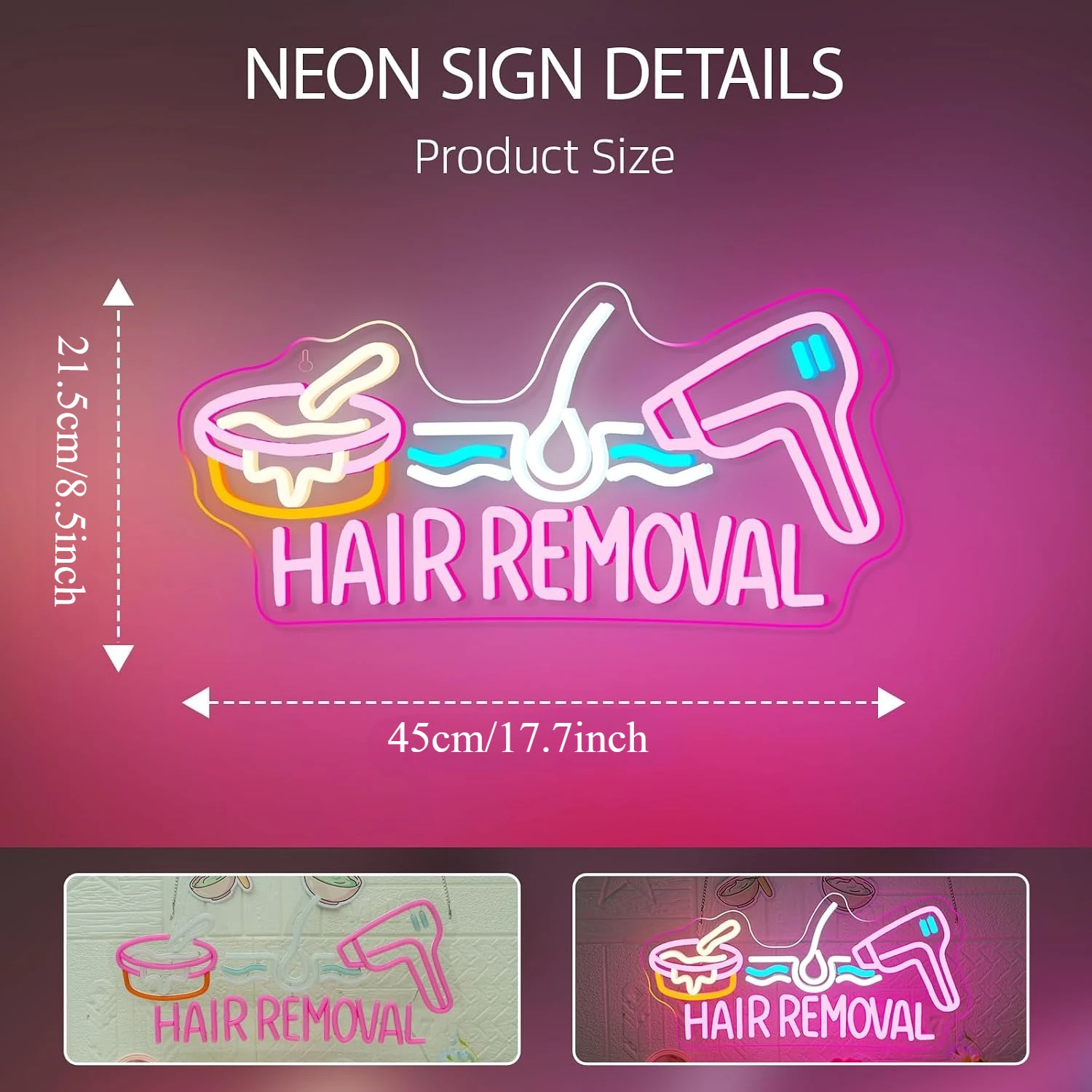 Hair Removal LED Neon Sign USB Neon Light Beauty Salon Spa Studio Decor Business Sign Shop Window Atmosphere Decor Gift Lamp