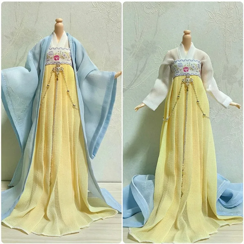 1/6 Maßstab Weibliches klassisches Hanfu-Kleid im antiken Stil mit weiten Ärmeln und trägerlosem Design für 12'' Tbl Ph Actionfigur-Körpermodell – Detail 5