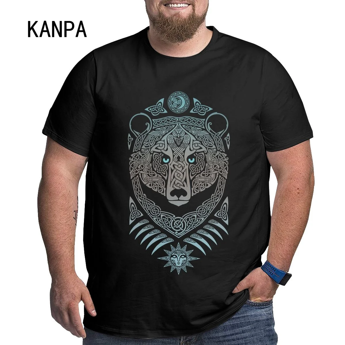 Ancient Symbols for Big Tall Men Stylish Tees with Timeless Icons and Extended Sizes 6xl 5xl US Size 4xl Black Bear Fashion