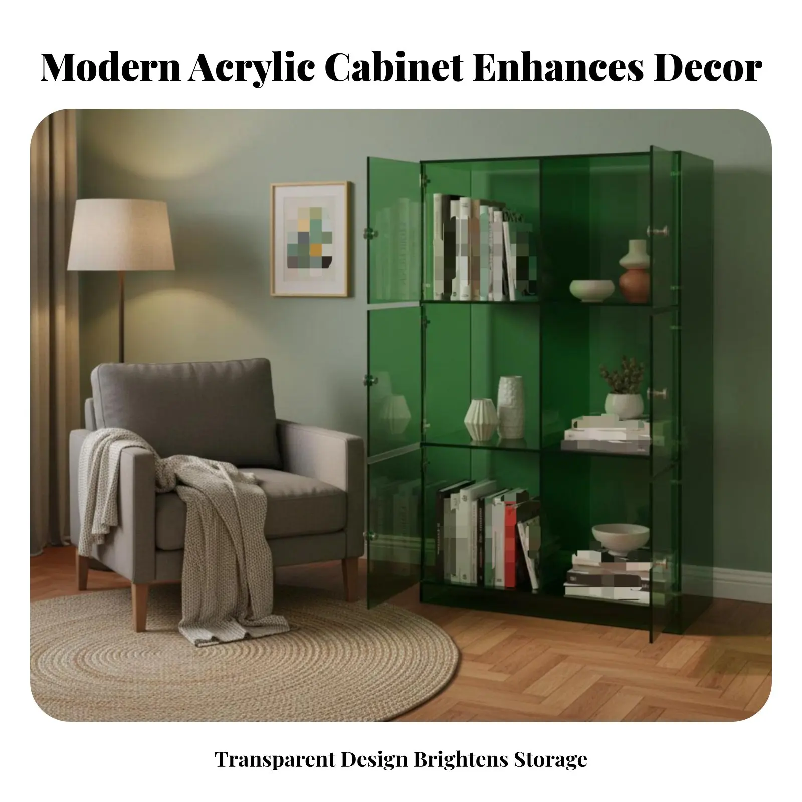 

Multi-Tier Showcase with Clear Doors Nordic Aesthetic Display Cabinet Particle-Resistantproof Design Magnetic Closure