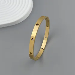 New five-pointed star stainless steel gold-plated women's bracelet, high-quality waterproof metal bracelet, party jewelry