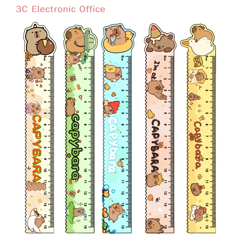 Cartoon Capybara Ruler Wavy Lines Creative Straight Ruler Kawaii Design Drawing Tool For Student School Office Supplies Gifts