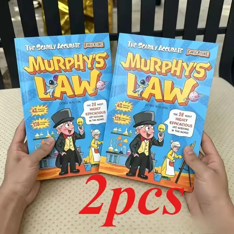 2PCS Kids Educational Comic Book Set Physics & Chemistry Murphy's Law Fun Science Life Wisdom Gift for Boys Girls English Books