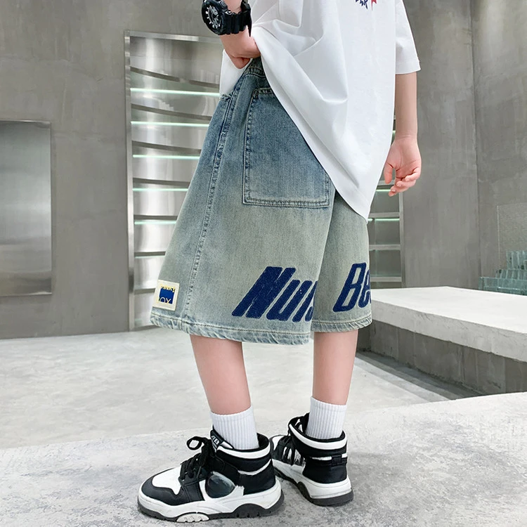 

Новые летние тонкие джинсовые шорты для подростков, свободные, в стиле ретро, для мальчиков, 2025