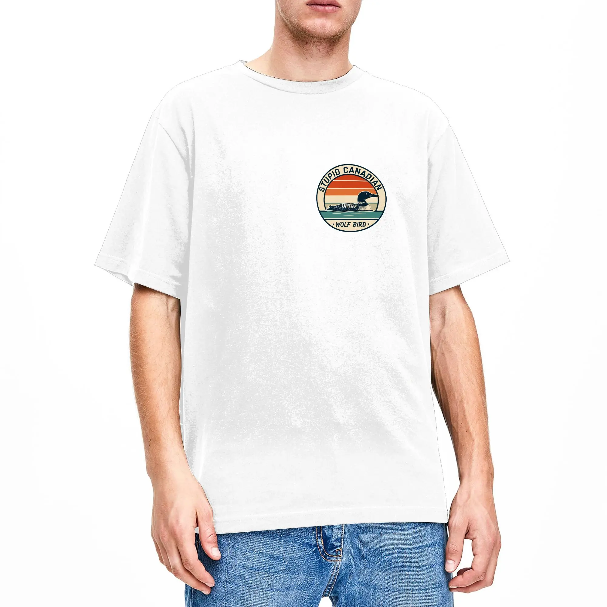 Vintage Stupid Canadian Wolf Bird Heated Rivalry T-Shirts Men O Neck Cotton T Shirt  Short Sleeve Tee Shirt Summer Tops