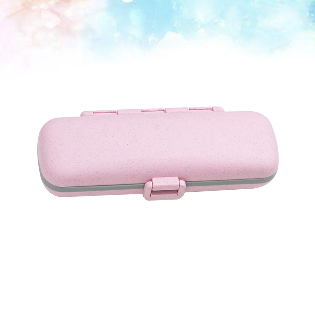 2pcs Graded Lattice Portable Medicine Simple Case Plastic Storage for Home Travel (Pink) Useful Case Simple Storage