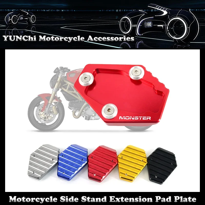 

Motorcycle CNC Kickstand Foot Side Stand Extension Pad Plate Bracket For DUCATI MONSTER696/795/796/821/1200/S Multistrada 1200/S