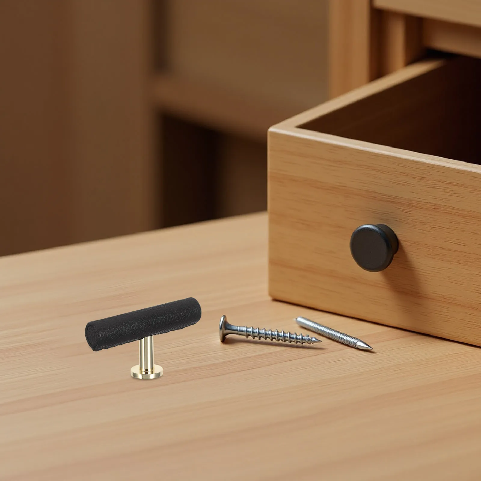 

Drawer Pull T Shaped Cabinet Handle Zinc Alloy PU Vintage Style Ergonomic T Bar for Dresser Cupboard Wardrobe Office