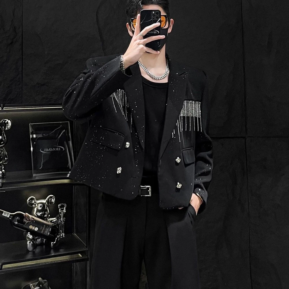 

Новая мужская куртка-пиджак с бахромой и длинными рукавами, весна 2026, в американском ретро-стиле, модная, трендовая, уличная, свободная, повседневная, нишевая мужская верхняя одежда