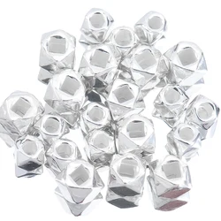 10pcs 925 Sterling Silver Polyhedron Beads Spacer Beads Accessories Silver Bead for Bracelet Necklace Jewelry Making Findings