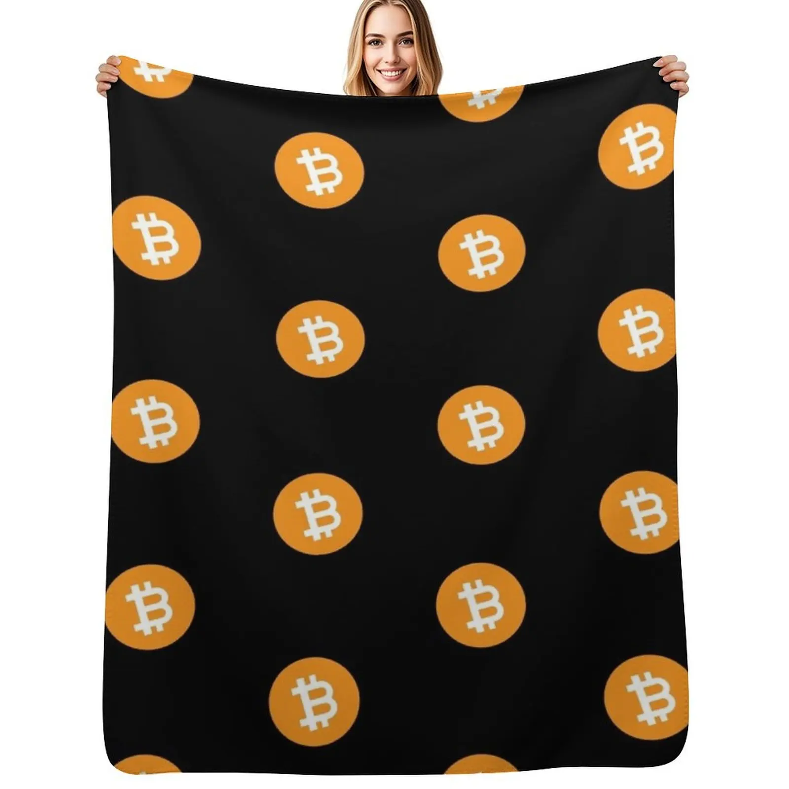 Couverture en peluche douce avec logo Bitcoin BTC Classic Cryptocurrency, comme cadeau de déménagement
