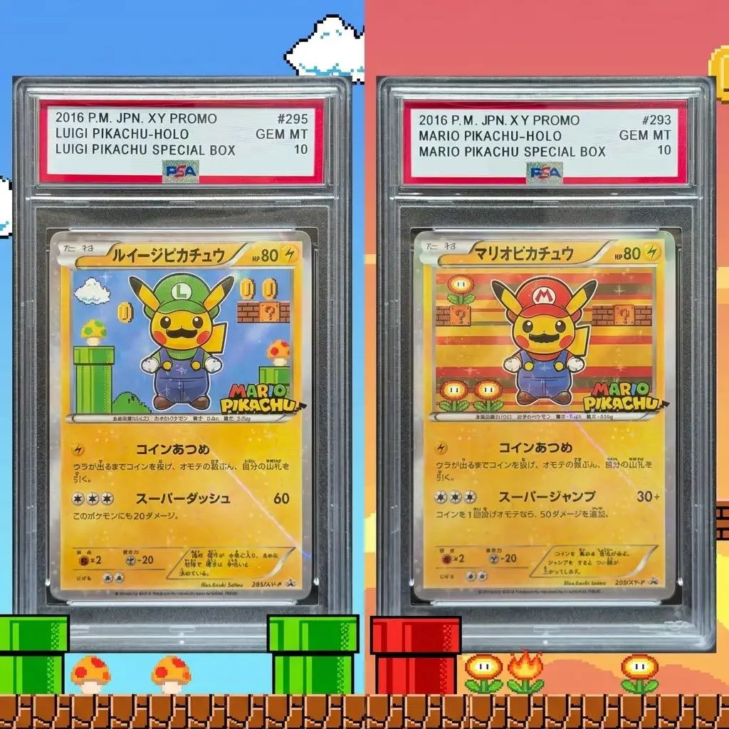 DIY PTCG Card Mario Luigi Pikachu Holo 293/295 XY Promo Special Box - Kouki Saitou Nintendo Crossover PSA 10 Grail Collectible