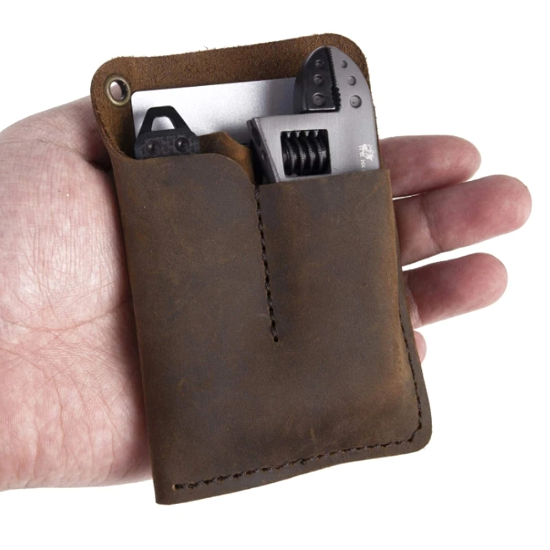 Leather Men Pocket Leather Tool Sheath Handmade Multitool Accessories Birthday Gift for Men Women