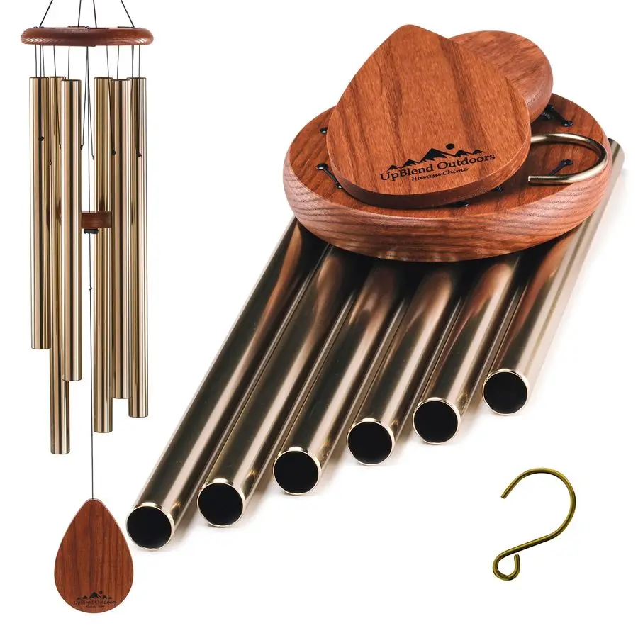 

Ветровые колокольчики XL для подарка на открытом воздухе Глубокий тоновый колокольчик с декоративным камнем, усилитель для крыльца, декор для патио, элегантный уличный орнамент, сади