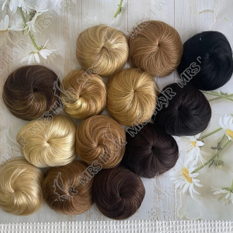 MRS HAIR Chignon panino disordinato Doller panino per capelli ciambella Tousled panino flessibile per capelli capelli umani naturali per donne e tipi panino eladtico