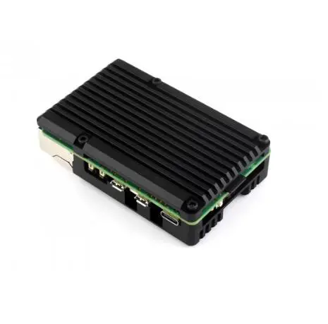 Waveshare PI5-CASE-H Aluminium Alloy Case (H) for Raspberry Pi 5, With Temperature-Controlled Blower Fan