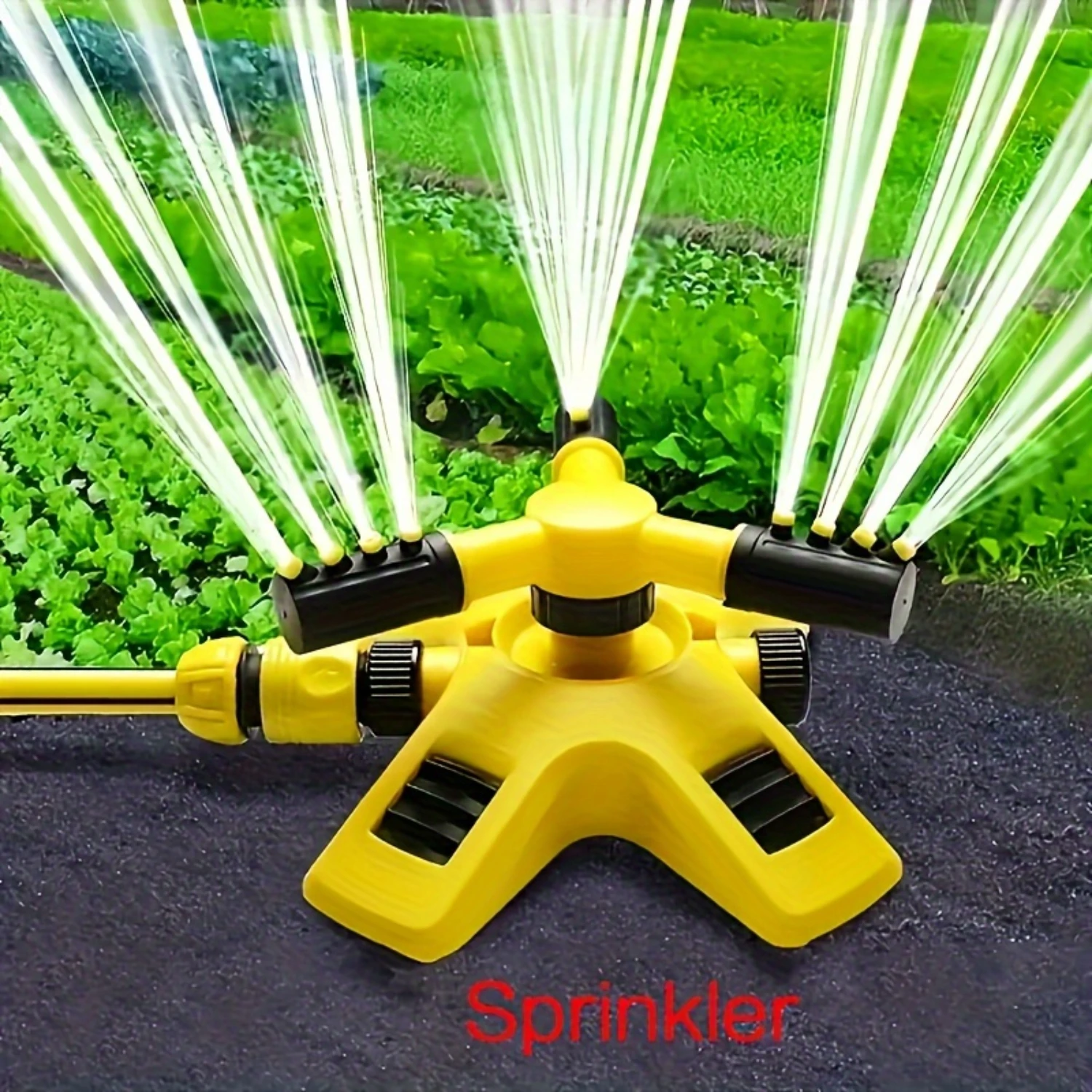 Lawn Automatic Sprinkler, ° Rotating Water Sprayer/ Sprinkler, 3 Manual Adjustment Rotating Arms Combinable With Multiple Angle