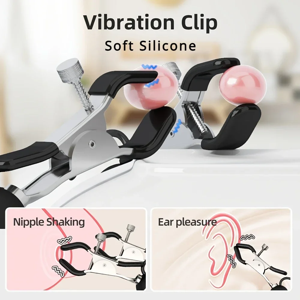 Nipple Clamps 10 Modes Vibrating Breast Clamps Stimulator with Remote Control Strong Sucking Massager Sex Toys for Couple Female