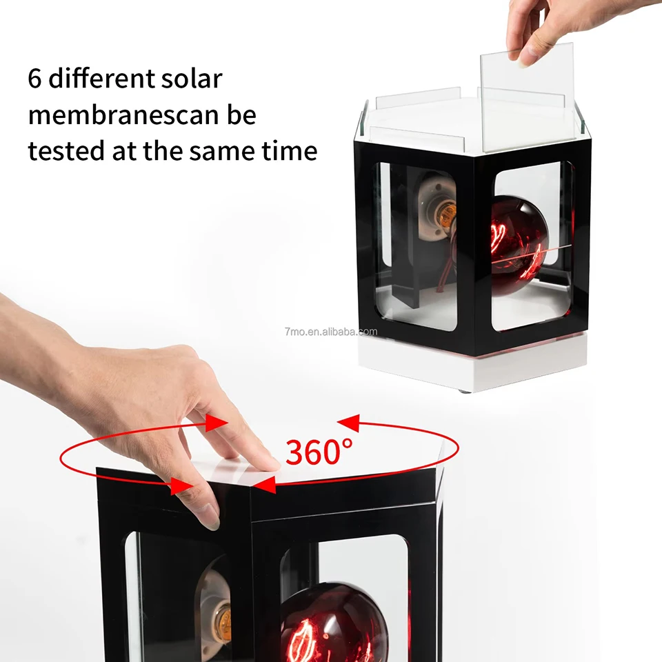 Rotatable 150W Solar Film Heat Lamp Display Box With 6-Sided Film Comparison,For Demo UV, Glare, Heat Blocking Efficiency MO-623