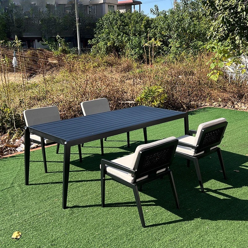 

Outdoor plastic wood table and chair combination garden courtyard open-air balcony milk tea shop leisure furniture