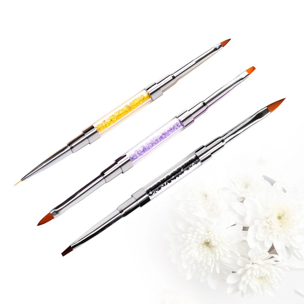 

3Pcs Nail Art Pen Brush Set Lightweight Durable Long Handle Professional Home Manicure Tool Colorful Unique Design