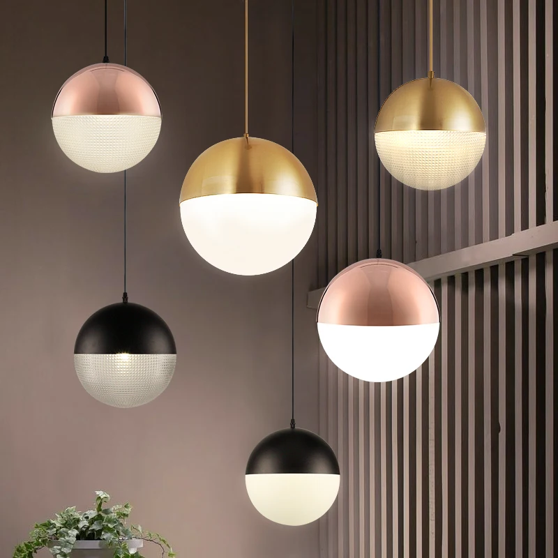 

Nordic Light Luxury Simple Restaurant Bar Bar Gold Rose Gold Glass Ball Single Head Shop Commercial Small Pendant Light