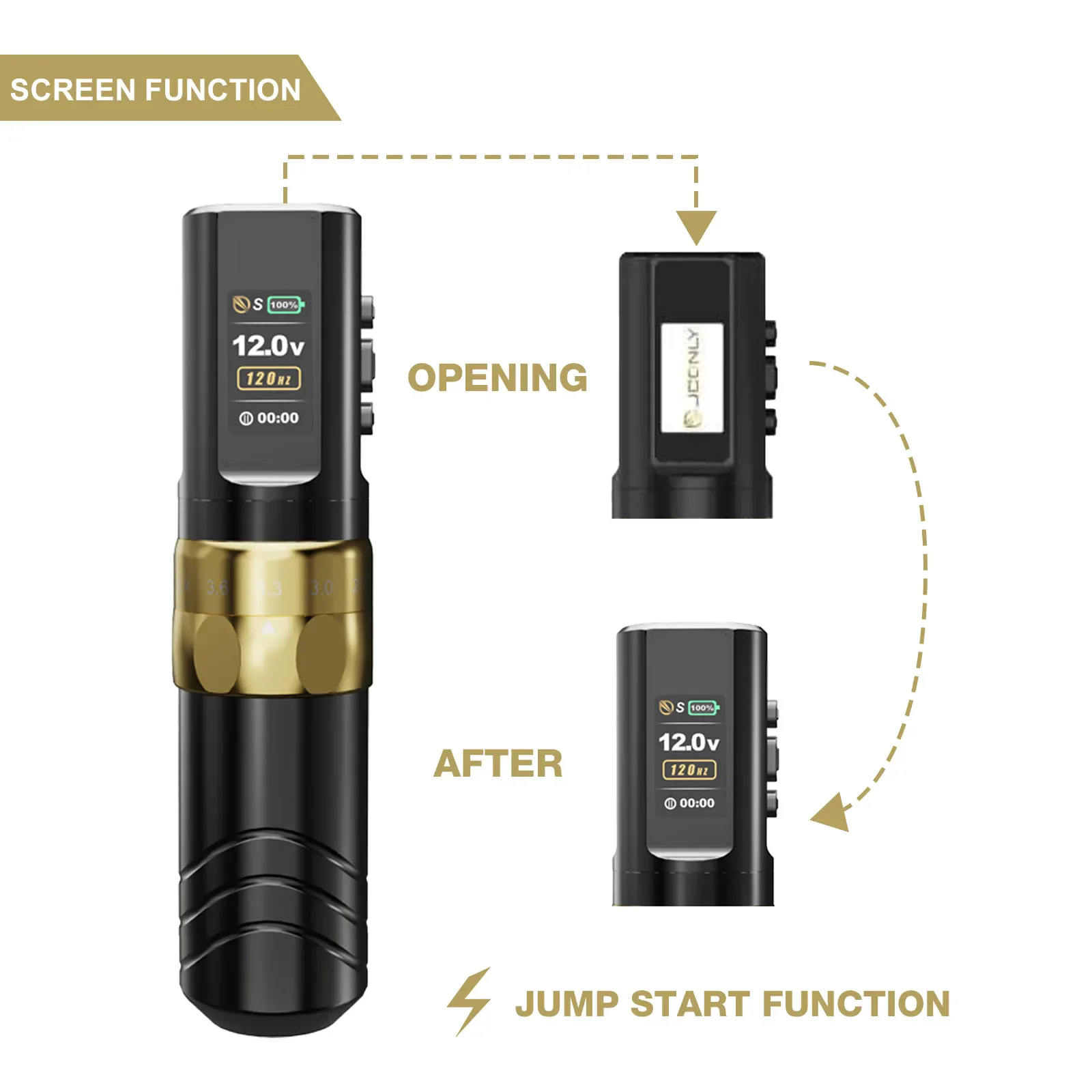 JCONLY Kabelloser Tattoo-Pen EPOCH Tattoo-Maschinenstift mit 2 Stück 2000mAh Akkus für Permanent Make-up Stiftnadeln – Detail 7