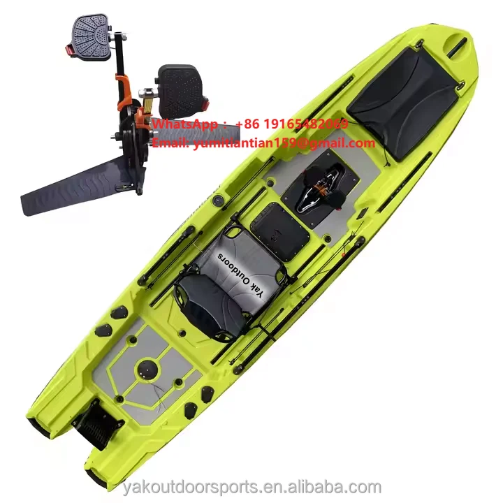 Yak New 12ft PE Hull Material Pedal Kayak One-Person Drive Motor Kayak Big Hatches for Surfing Kayak Fishing Rivers 2 Person