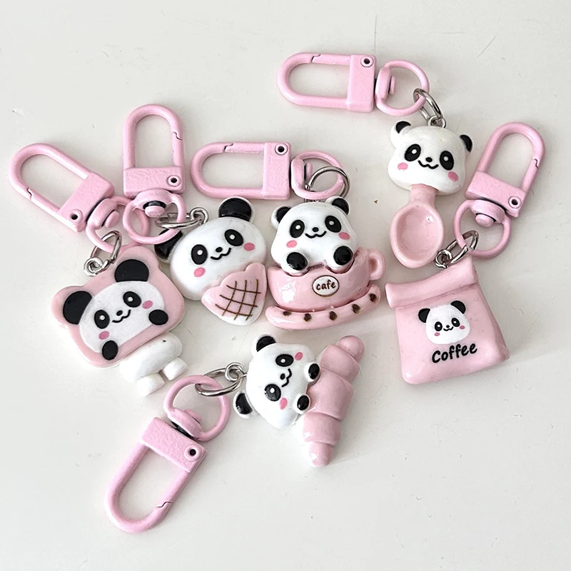 Simpatico cartone animato Panda portachiavi moda dolce bambola ciondolo adorabile animale portachiavi zaino decorazione accessori coppia regali