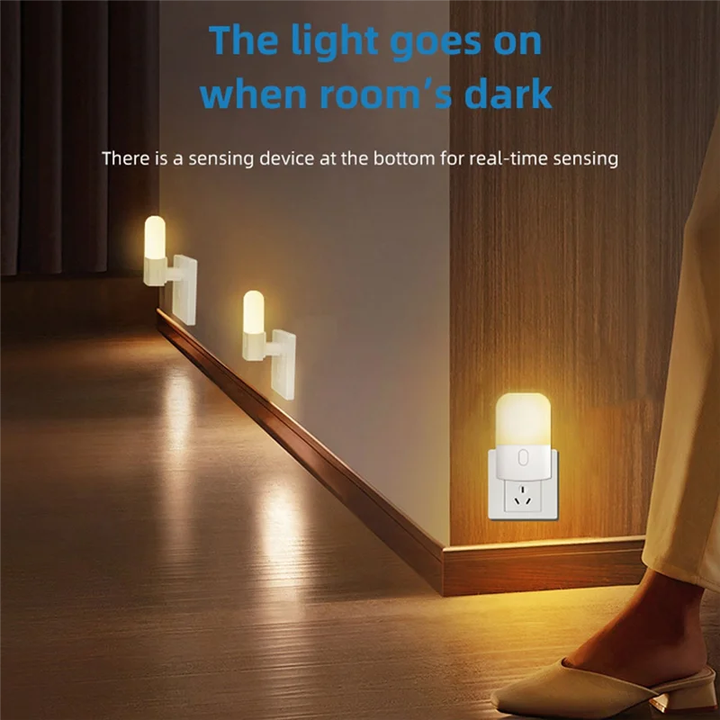 A84X-Plug-In Model Sensor Light Multi-Functional Practical Dimmable Intelligent Light Sensing Night Light