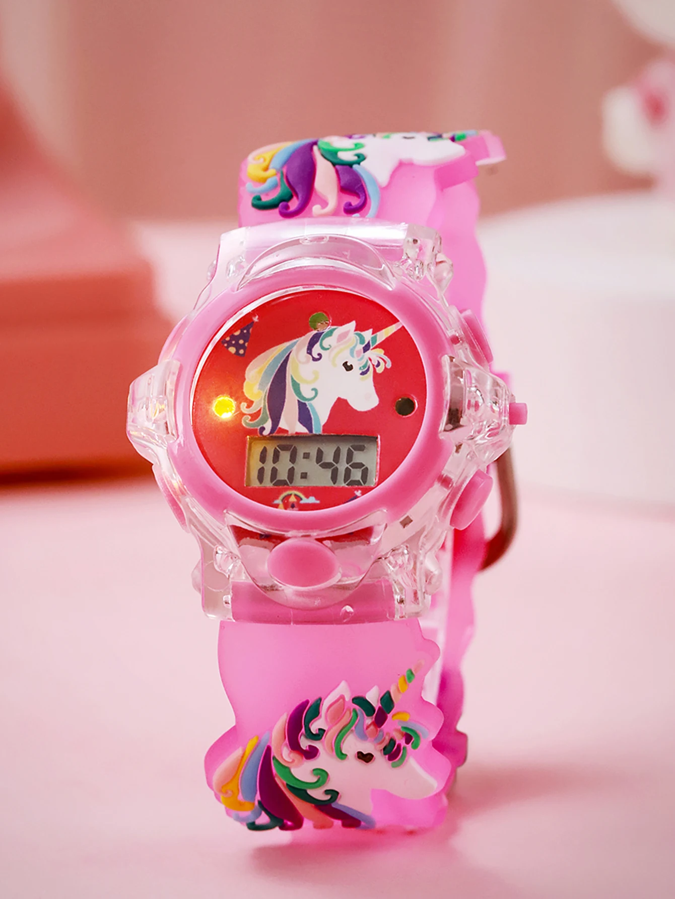 Cartoon Fashion Unicorn Celebration Pattern LED Watch for Children, Suitable for Daily Wear and Festival Gifting