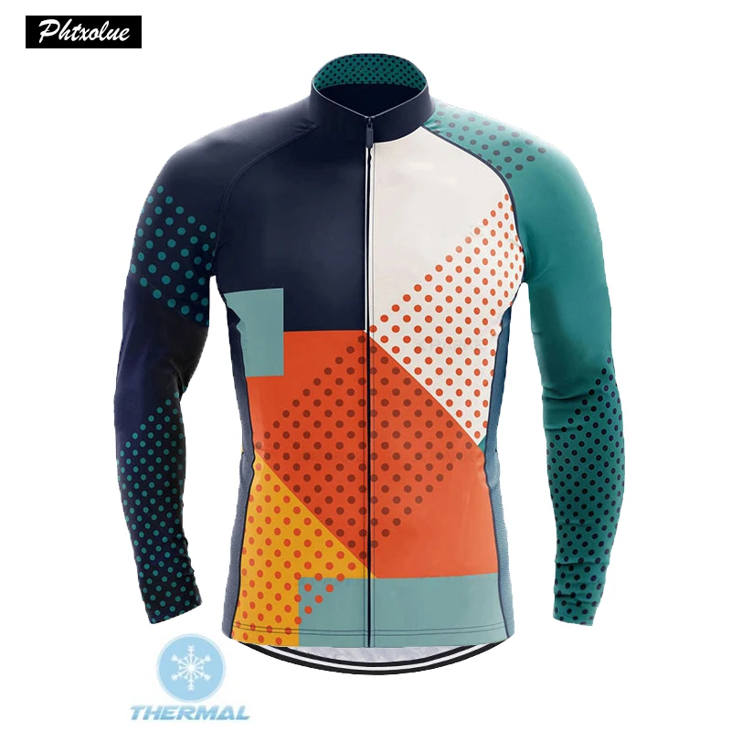 Phtxolue Winter Thermal Fleece Cycling Jerseys Long Sleeve Men Warm Mtb Pro Bike Wear Autumn Cycling Clothing Bicycle Shirt