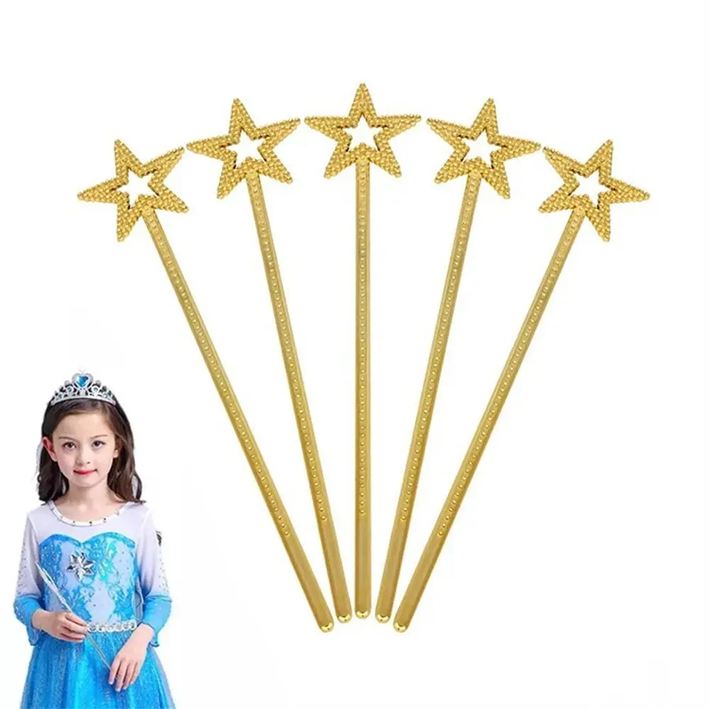 Cosplay Props Five Pointed Star Princess Sticks Golden Silver 13 Inches Fairy Wand Plastic Festival Star Wand Wedding