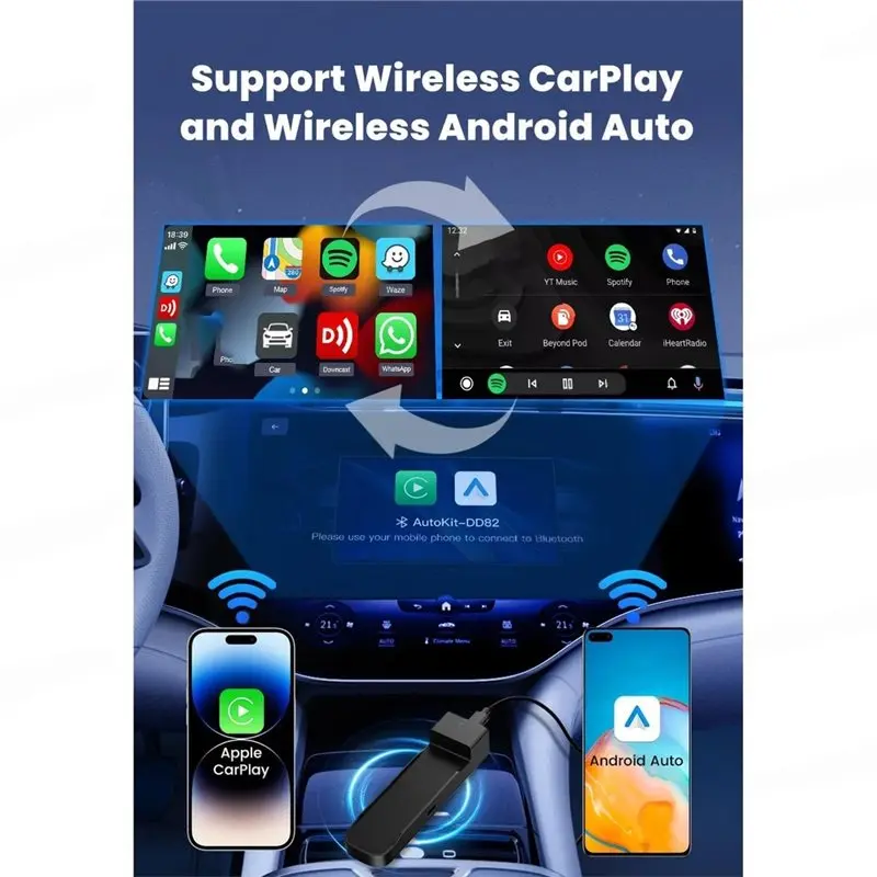 A42T--Compatible For Fire TV Stick Wireless Carplay Android Auto Support Streaming Box Car Entertainment Box For TV