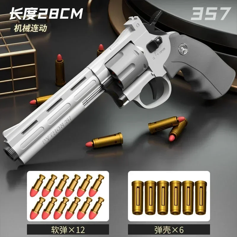 Mechanical ZP5 357 Revolver Automatic Launcher Continuous Firing Pistol Soft Dart Bullet Toy Gun CS Outdoor Weapon for Kid Adult