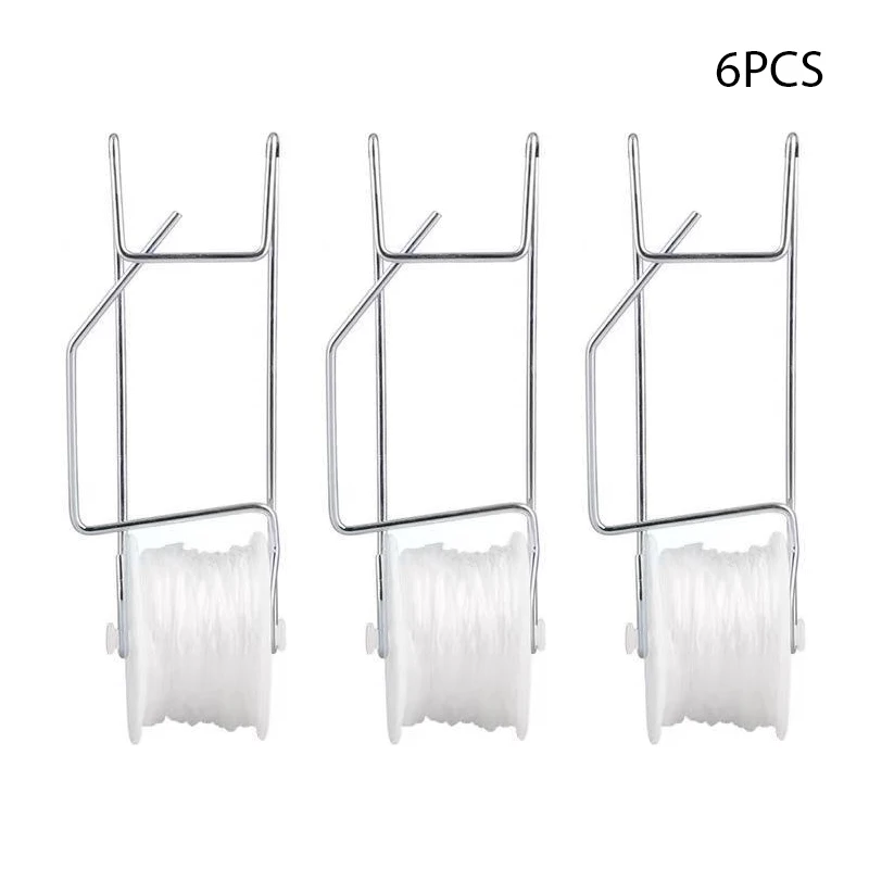 6pcs Tomato Trellis Roller Hooks for Greenhouse Plant Support w/ 15M Vine Support String Rope Flower Vine Twine Crop Trellis Kit