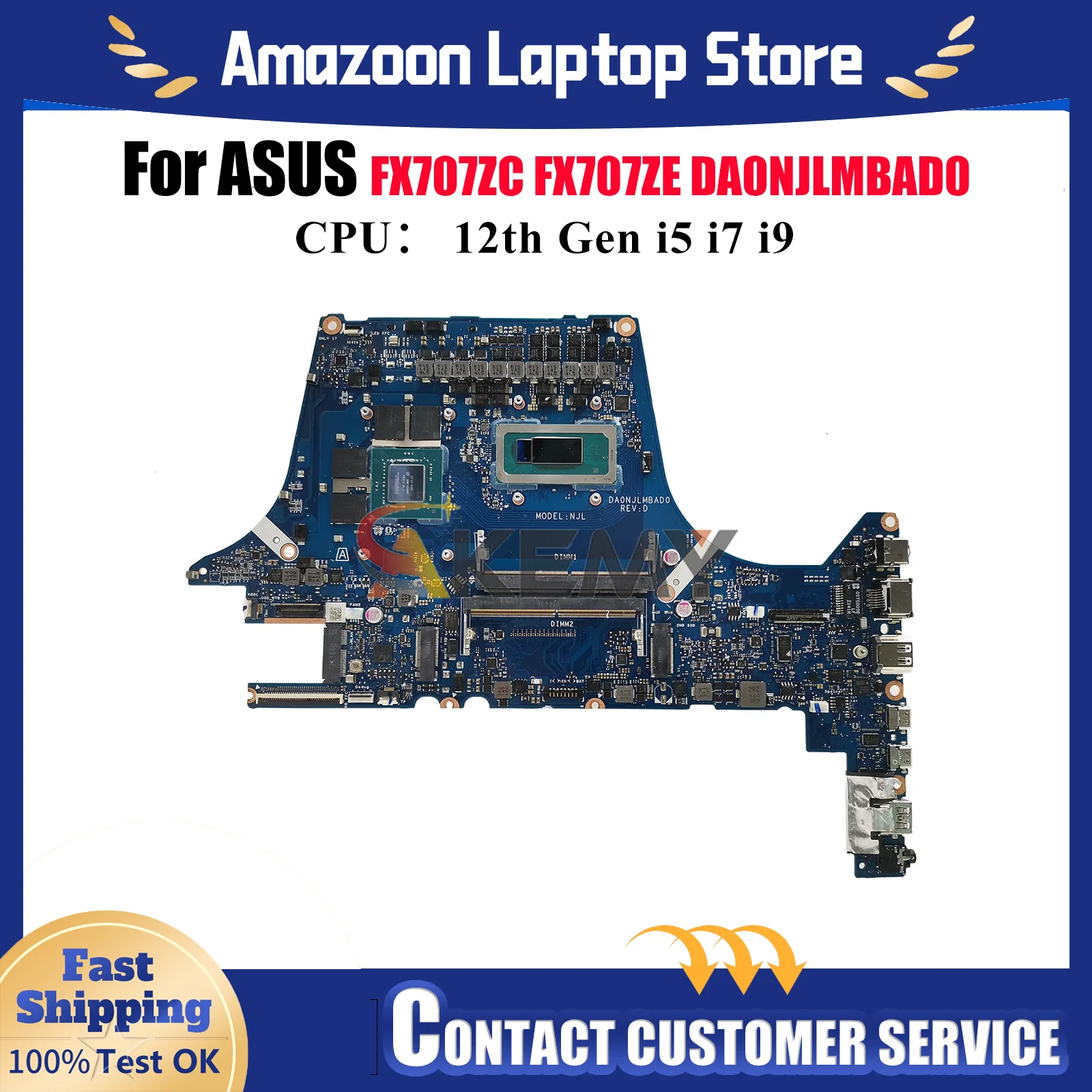 

DA0NJLMBAD0 Laptop Motherboard For ASUS TUF Gaming FX707ZF FX707ZC FX507Z FX707ZE Mainboard With 12th Gen i5 i7 i9 tests OK stk