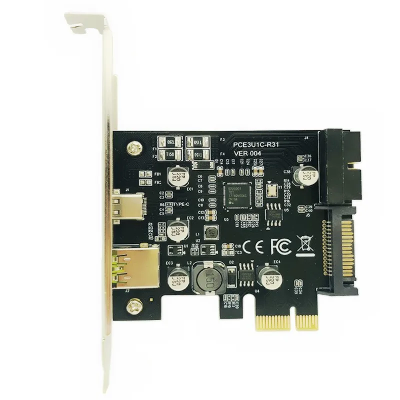 PCI-Express PCI-e To USB 3.1 Type-C Riser Post Card PCIe to USB-C 2.4A Fast Charger+19PIN Front USB Miner Expansion Adapter Card