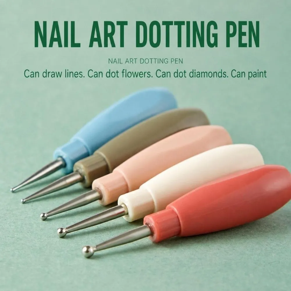 5Pcs Interlockable Nail Dotting Pen Multicolor Handle Stainless Steel Tip Rhinestone Picker Tool DIY Colorful