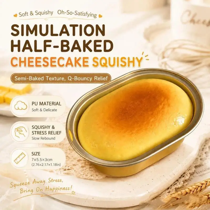 【BS】1Pcs Slow Rebound Stress Relief Toys Creative Steamed Egg Cake Simulation Toy Anxiety Relief Fidget Toy For Kids Adults