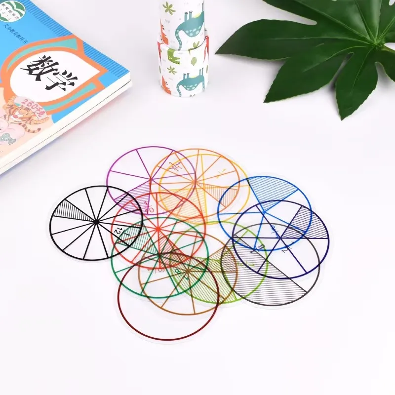 12 قطعة كسور الرياضيات الدوائر مجموعات الالعاب رقائق الرياضيات التعليمية البلاستيكية مرقمة 8 سنتيمتر قطر للتعلم والبيع بالجملة #4