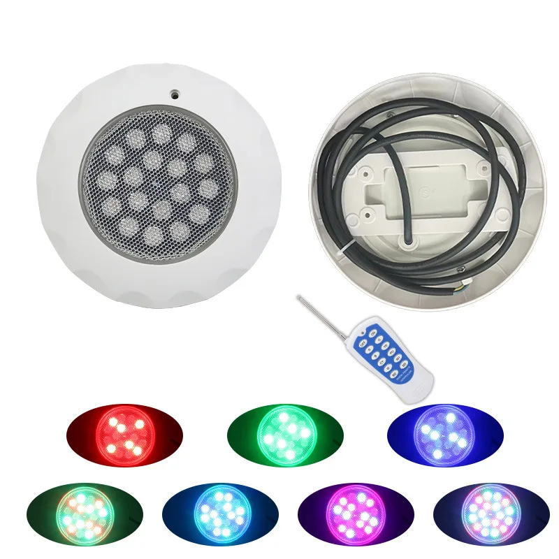 Lampe de piscine à LED avec télécommande, imperméable conforme à la norme IP68, éclairage d'extérieur, RVB, multi-documents, 12V AC