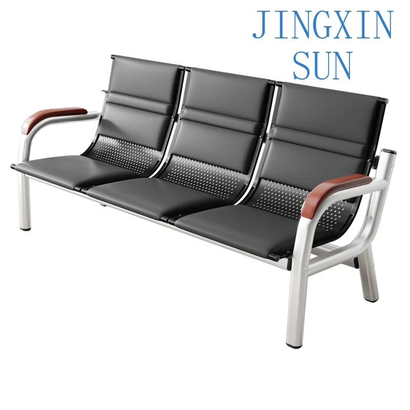 office-sofa-coffee-table-combination-reception-room-row-chair-simple-three-person-iron-frame-bench-wrought-iron-waiting
