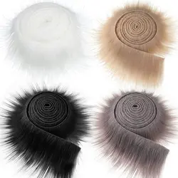 Muiltcolor Long Plush Fur  Trim Fabric Roll Stripe Faux Fur Ribbon Tapes Winter Costume Soft DIY Crafts Home Decoration Gift