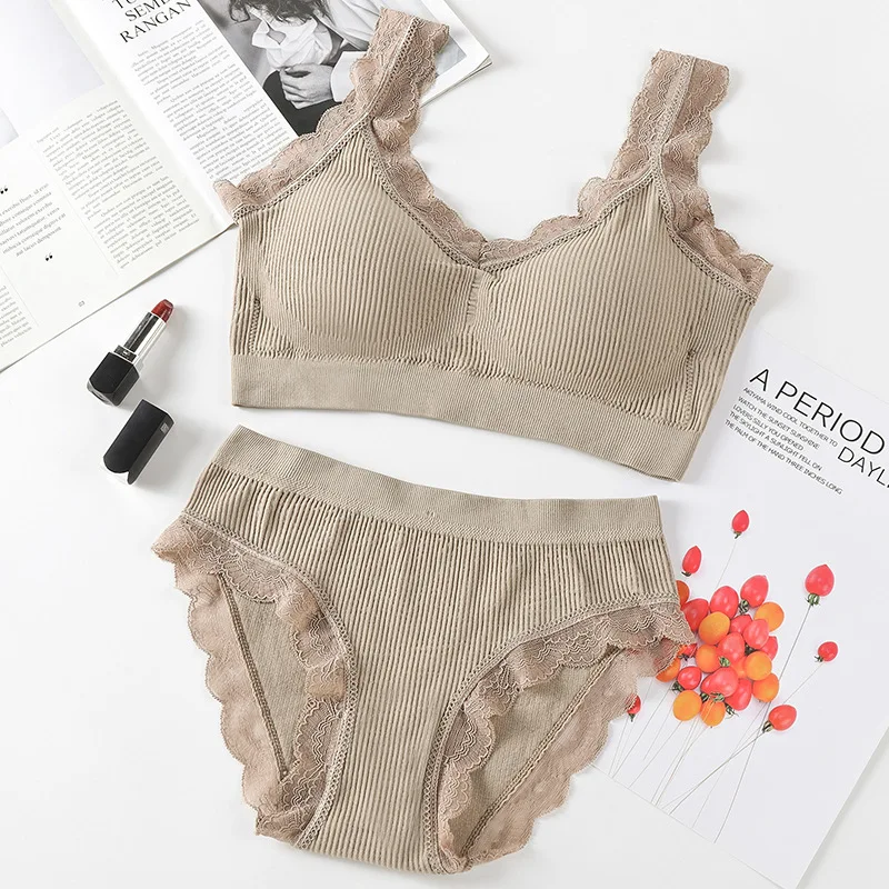 Lace Girls' Bra Set with No Steel Circles, Underwear, Underwear, Two Piece Set image 5