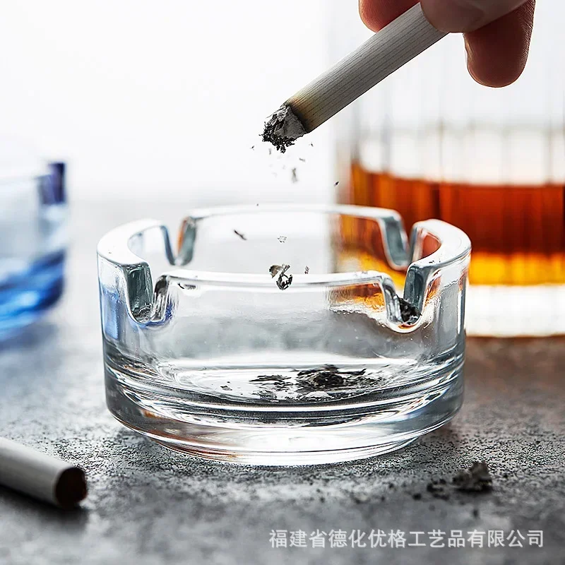 Lead-free Glass Ashtray Round Small Ashtray  Smoking Accessories Hotel Home Table Decoration for Woman