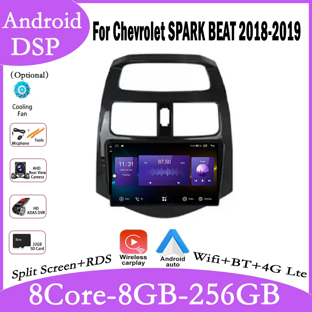 9 lnch Android 14 For Chevrolet SPARK BEAT 2018-2019 Car Radio Multimedia Video Player Navigation GPS 4G Let